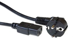 ACT 230V aansluitkabel schuko male (haaks) - C13 zwart