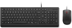 Lenovo Essential Wired Combo Black US Euro toetsenbord Inclusief muis Universeel USB Zwart