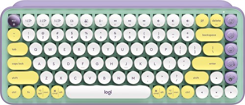 Logitech Pop Keys toetsenbord RF-draadloos + Bluetooth AZERTY Frans Muntkleur, Violet, Wit, Geel