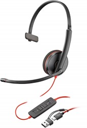 HP Poly Blackwire 3220 Stereo USB-C Headset + USB-C/A adapter